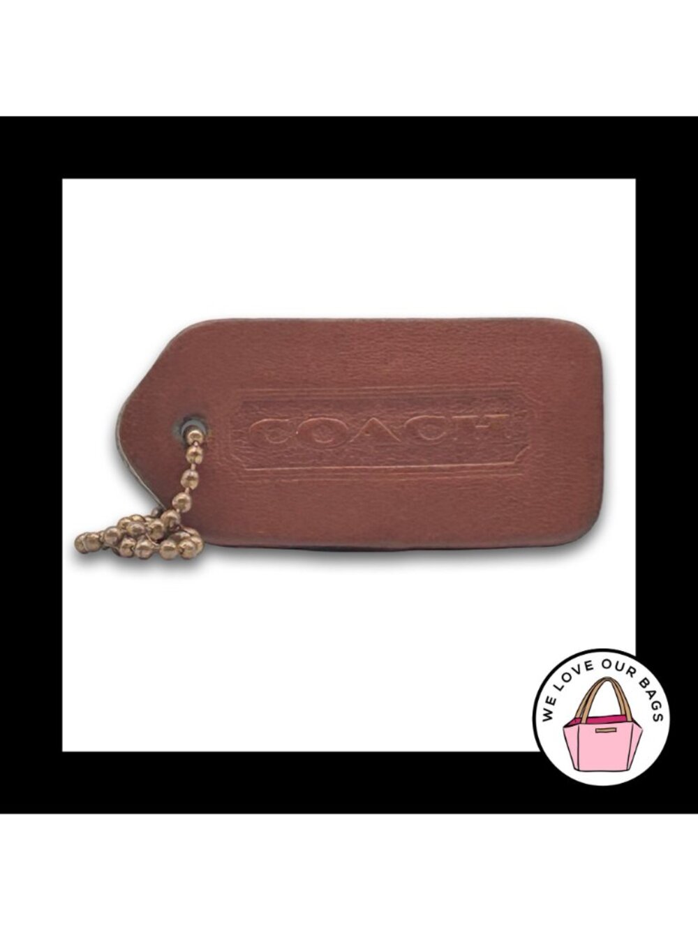 COACH VINTAGE DOUBLESIDED Hang Tag Bag Charm Keychain British Tan Leather 2.25" - Picture 2 of 4